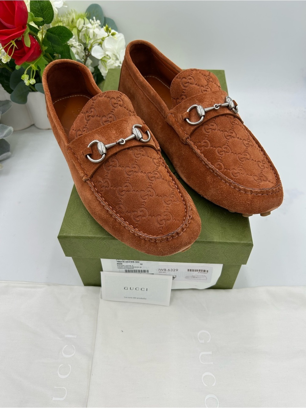 Men's Gucci JORDY horse bit suede loafers size 12 fits 12.5 US made in Italy